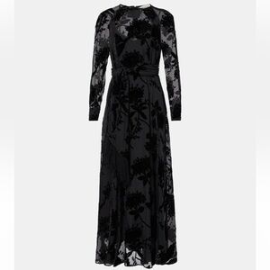 Zimmermann Black Floral Velvet Burnout Long-Sleeve Maxi Dress